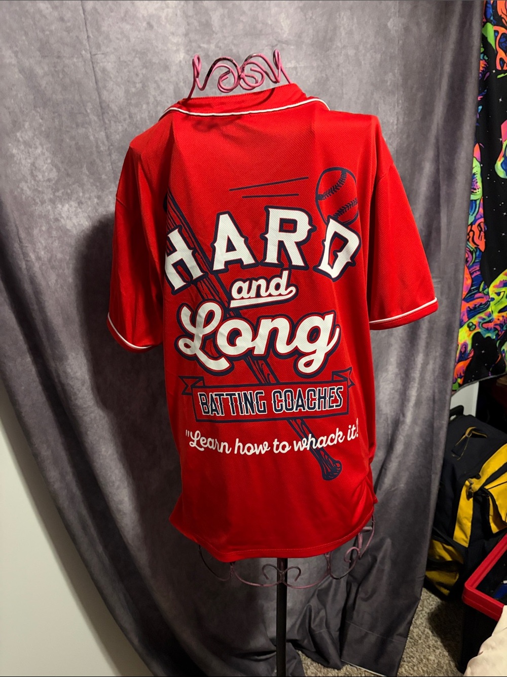 Hard and Long Red Baseball Jersey - Graphic Back